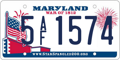 MD license plate 5AF1574