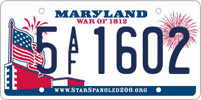 MD license plate 5AF1602