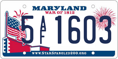 MD license plate 5AF1603
