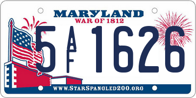 MD license plate 5AF1626