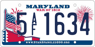 MD license plate 5AF1634
