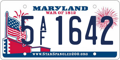 MD license plate 5AF1642