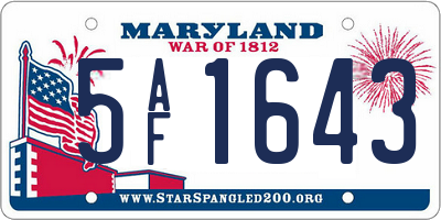 MD license plate 5AF1643