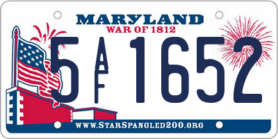 MD license plate 5AF1652