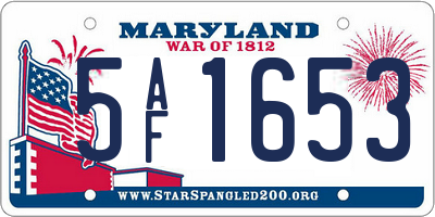 MD license plate 5AF1653