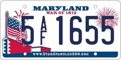 MD license plate 5AF1655