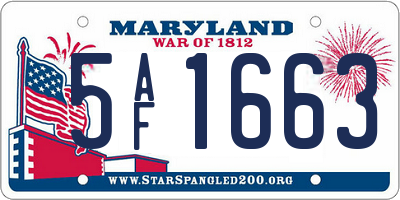 MD license plate 5AF1663