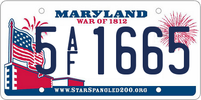 MD license plate 5AF1665