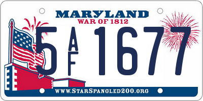 MD license plate 5AF1677