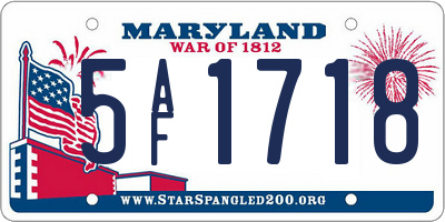 MD license plate 5AF1718