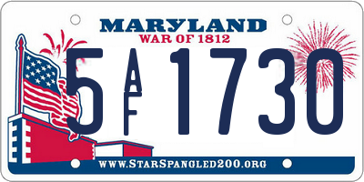 MD license plate 5AF1730