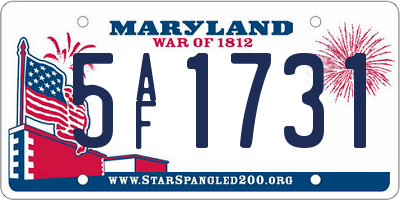 MD license plate 5AF1731
