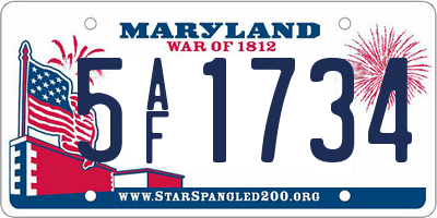 MD license plate 5AF1734