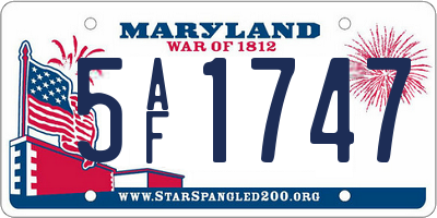 MD license plate 5AF1747