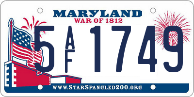 MD license plate 5AF1749