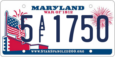 MD license plate 5AF1750