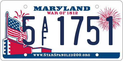 MD license plate 5AF1751