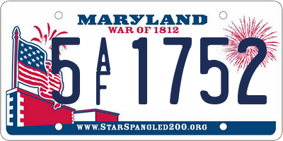 MD license plate 5AF1752