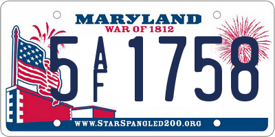 MD license plate 5AF1758