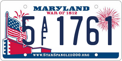 MD license plate 5AF1761