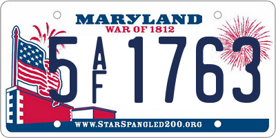 MD license plate 5AF1763