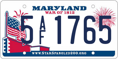 MD license plate 5AF1765