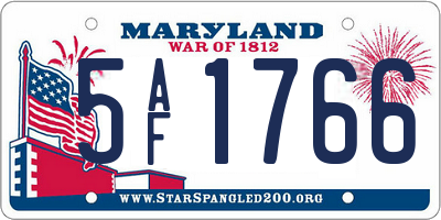 MD license plate 5AF1766