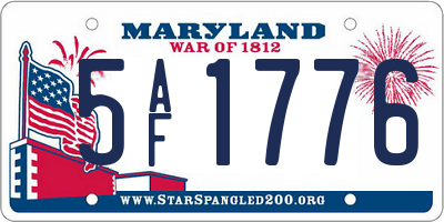 MD license plate 5AF1776