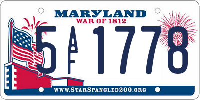 MD license plate 5AF1778