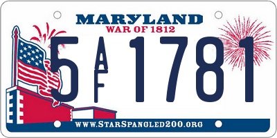 MD license plate 5AF1781