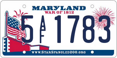 MD license plate 5AF1783