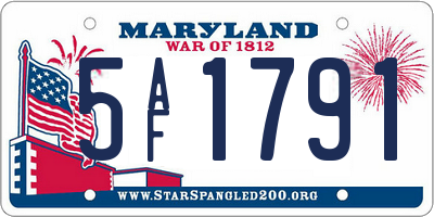 MD license plate 5AF1791