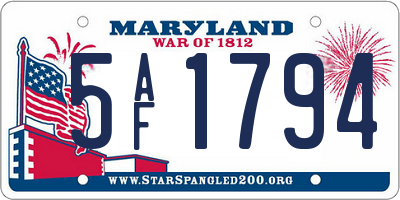 MD license plate 5AF1794