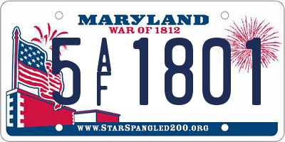 MD license plate 5AF1801
