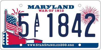 MD license plate 5AF1842