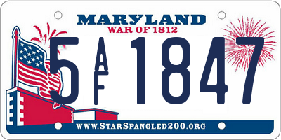 MD license plate 5AF1847
