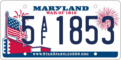 MD license plate 5AF1853