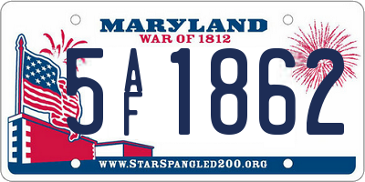 MD license plate 5AF1862