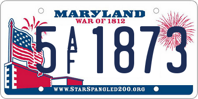 MD license plate 5AF1873