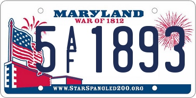 MD license plate 5AF1893
