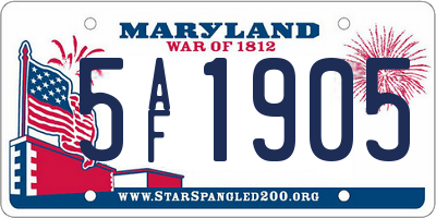 MD license plate 5AF1905
