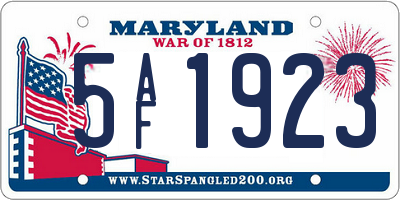 MD license plate 5AF1923