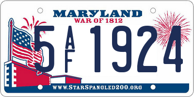 MD license plate 5AF1924