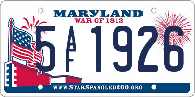 MD license plate 5AF1926