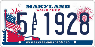 MD license plate 5AF1928