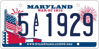 MD license plate 5AF1929