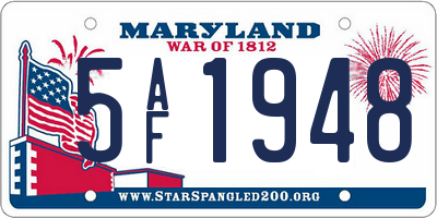 MD license plate 5AF1948