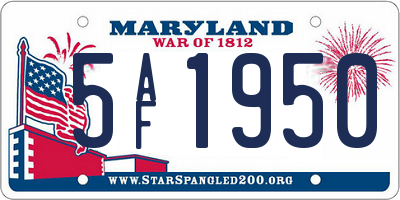 MD license plate 5AF1950
