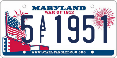 MD license plate 5AF1951
