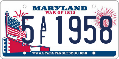 MD license plate 5AF1958